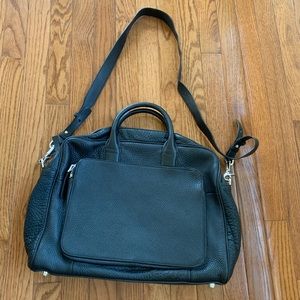 Mackage black leather briefcase laptop bag